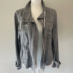 LOFT Stripe Cropped Jacket Small Oversized